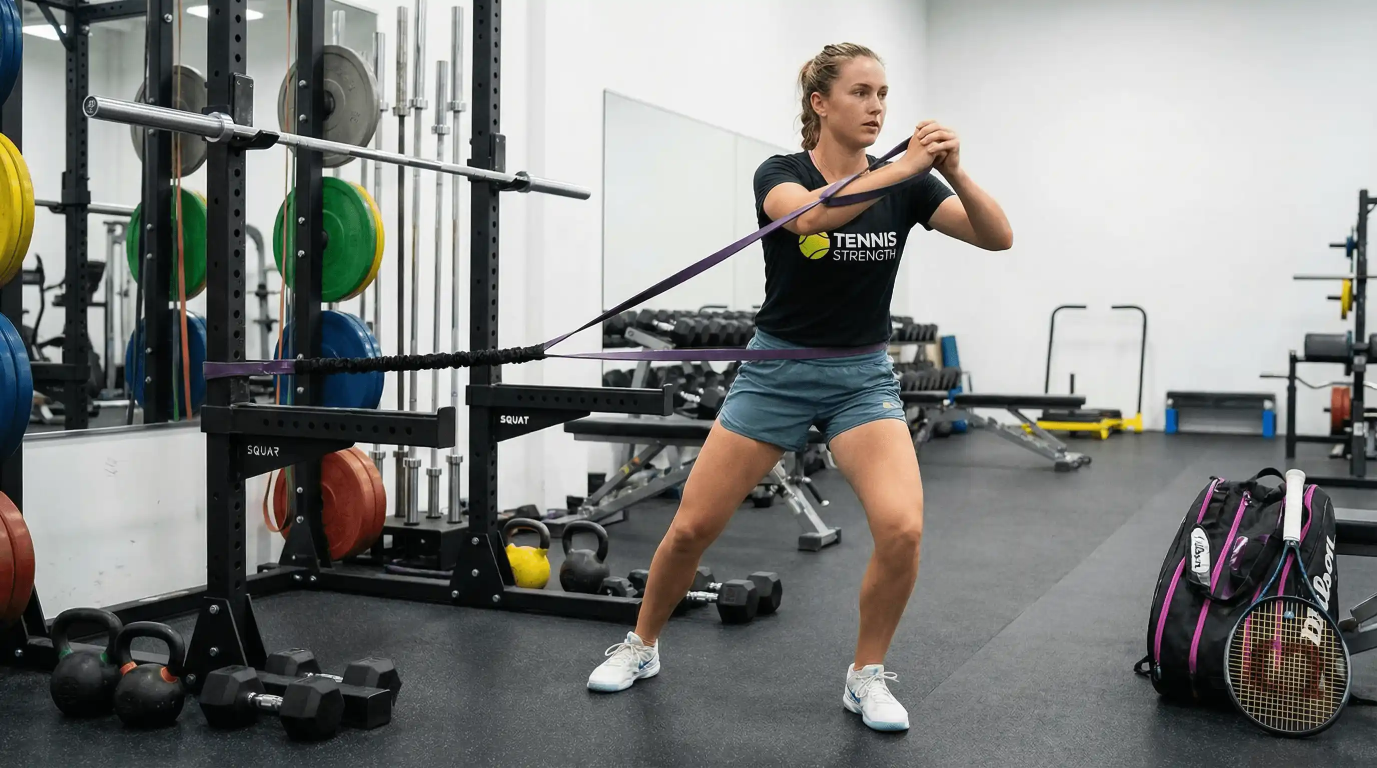 لاعب كرة قدم محترف يقوم بتمارين القوة في صالة الألعاب الرياضية الحديثة